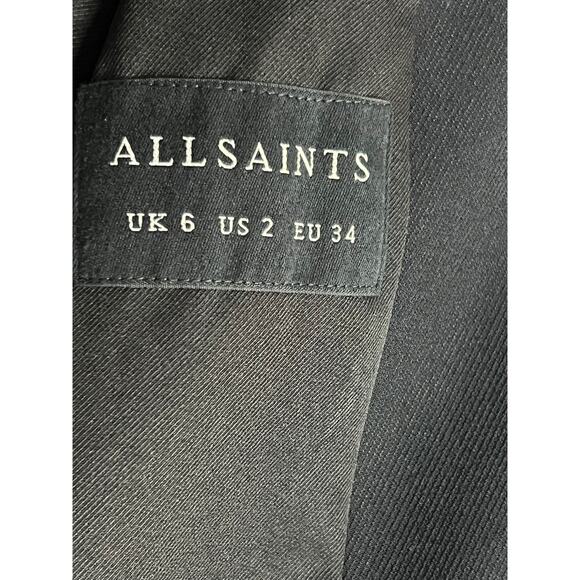 Allsaints Open Front Tailored Boyfriend Fit Blazer Jacket Preppy Twee Black 2 - Picture 4 of 7